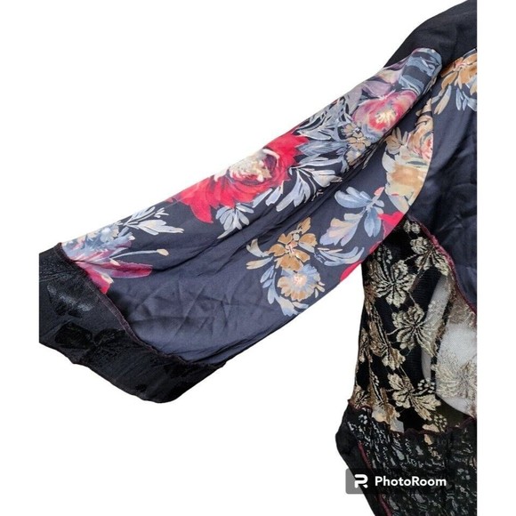 Embroidered Lace Velvet Burn Out Open Fron Kimono Style Top Size 1X NWT - Picture 7 of 10